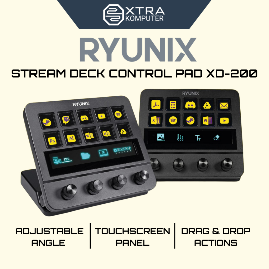 Sades Ryunix Steam Deck XD200 / XD-200 Controller Detachable Type-C With Touchscreen Panel / Garansi