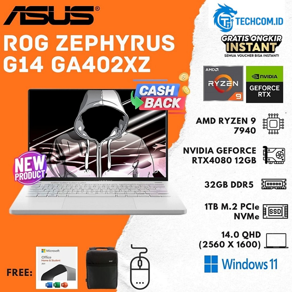 Asus Rog ZEPHYRUS G14 GA402XZ ANIMATRIX RYZEN 9 7940 RTX4080 12GB | 32GB 1TB W11 14.0QHD IPS