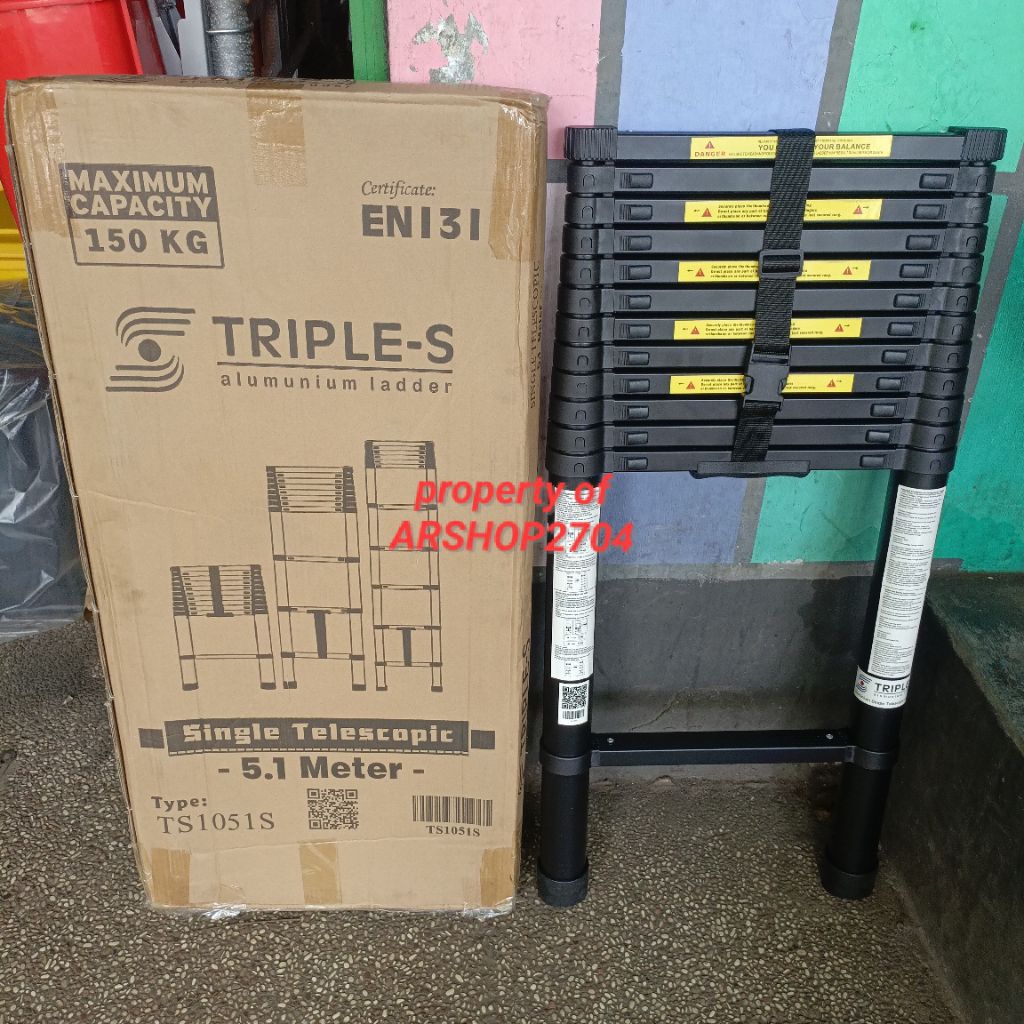 Tangga Teleskopik Aluminium Single 5.1 meter