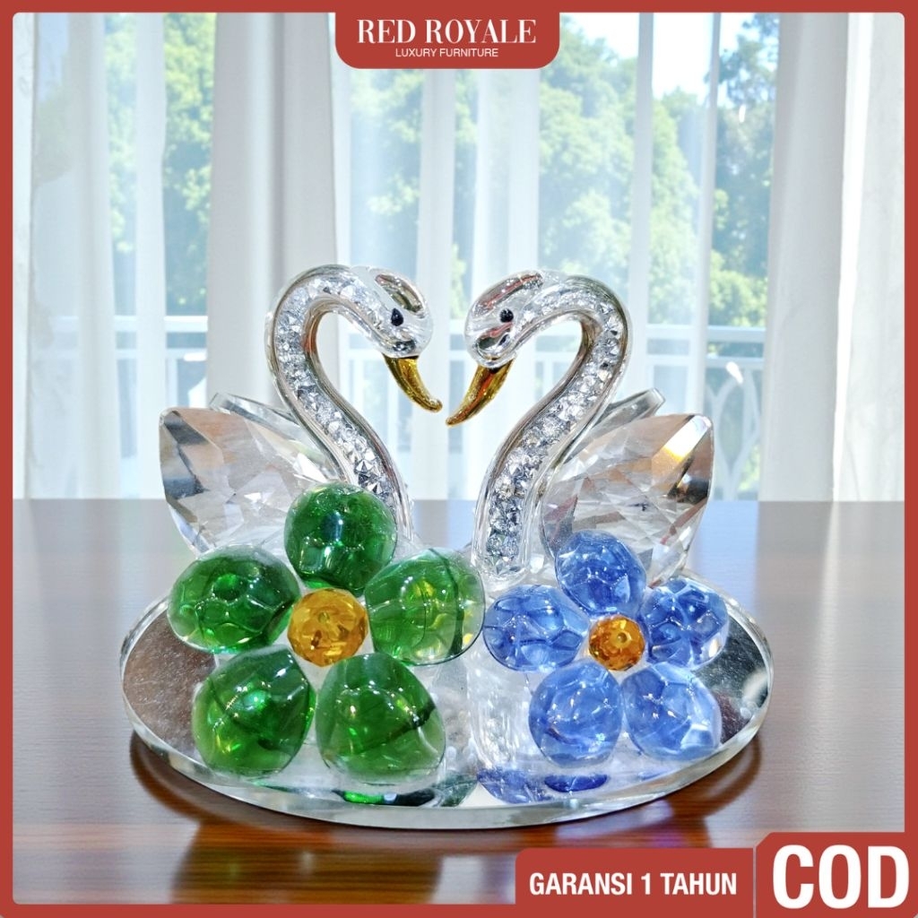 pajangan angsa kristal dekorasi hiasan ruang tamu