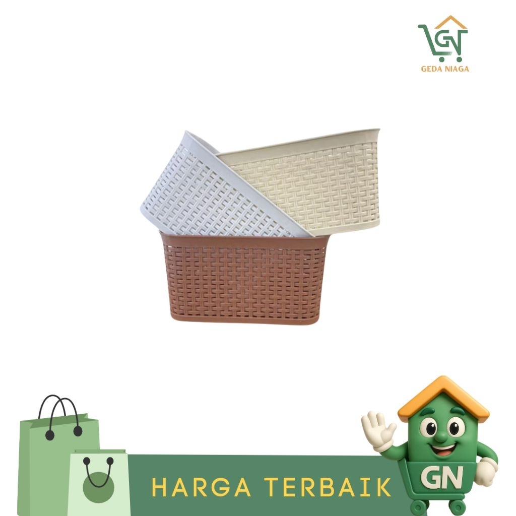Basket Asvita Manhattan BK-284 Plastik / Rak Plastik Serbaguna motif Rotan