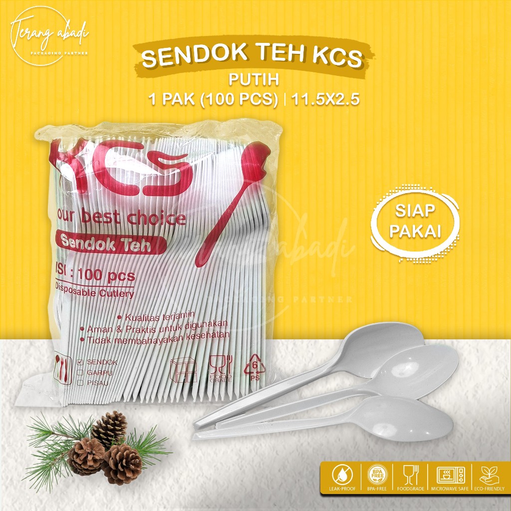(100 pcs) Sendok Teh KCS Putih/Sendok Es Putih/Sendok Salad KCS/Sendok Teh/sendok kecil