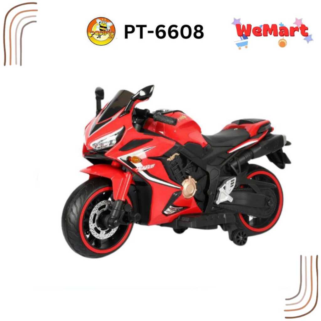 JR PT 6608 PACIFIC KIDS RECHARGEBLE MOTORCYCLE RACING // Mainan Motor Aki Anak Model Motor Balap