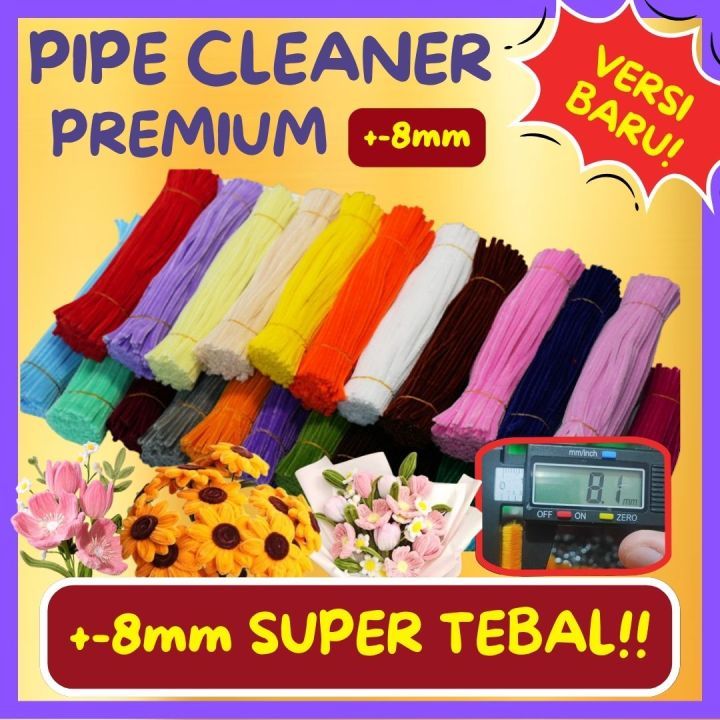 [100PC] PREMIUM 8MM Kawat Bulu Tebal /  Kawat Bulu Mercy Pipe Cleaner Kawat Bulu Mainan Anak Craft D