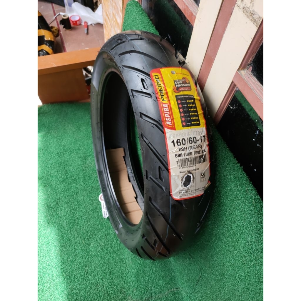 BAN 160/60 17 TUBELESS ASPIRA PREMIO BAN LUAR TUBELESS RING 17 160/60 ASPIRA PREMIO SPORTIVO TAHUN M