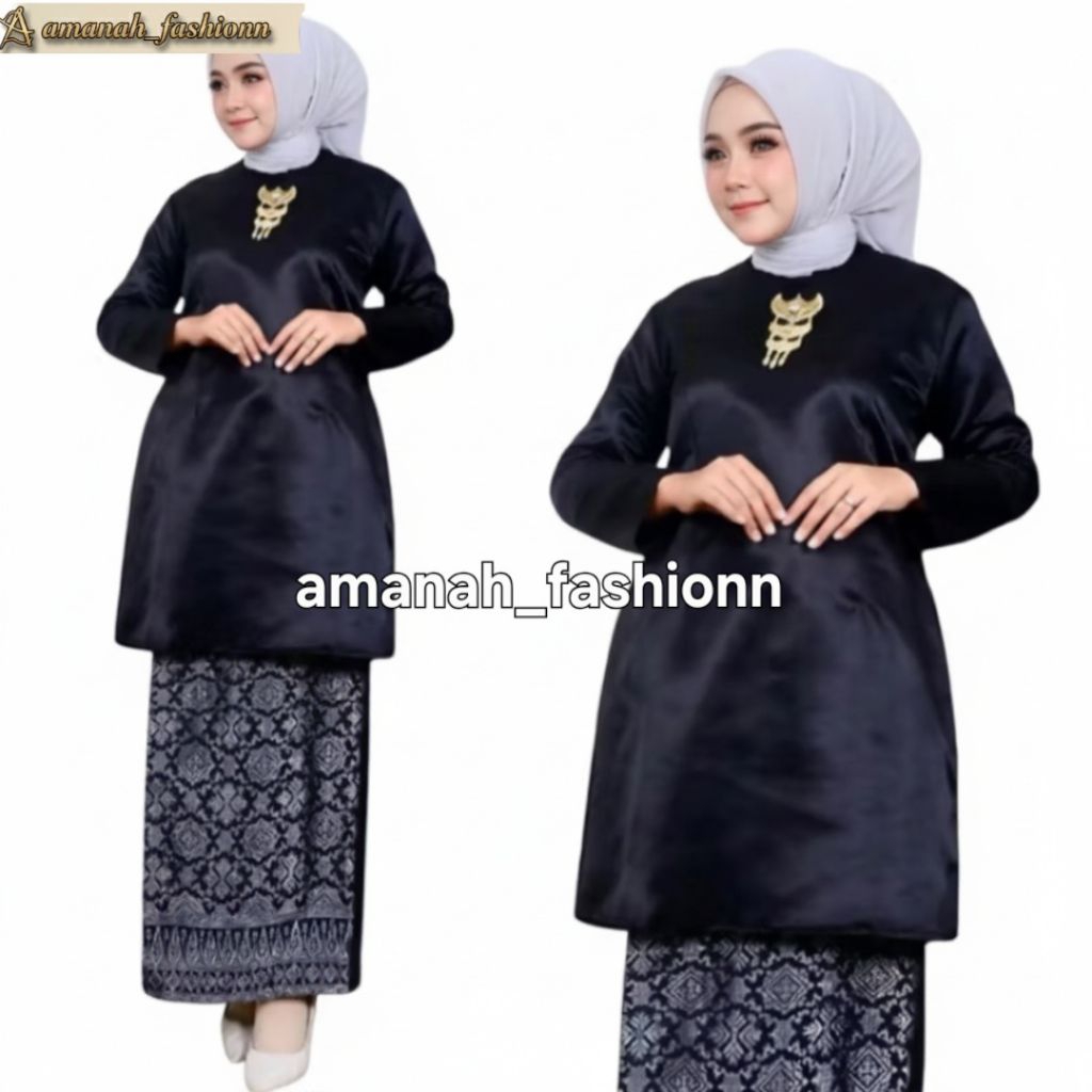 baju kurung melayu atasan tunik kebaya modern polos adat riau malaysia bahan satin velvet