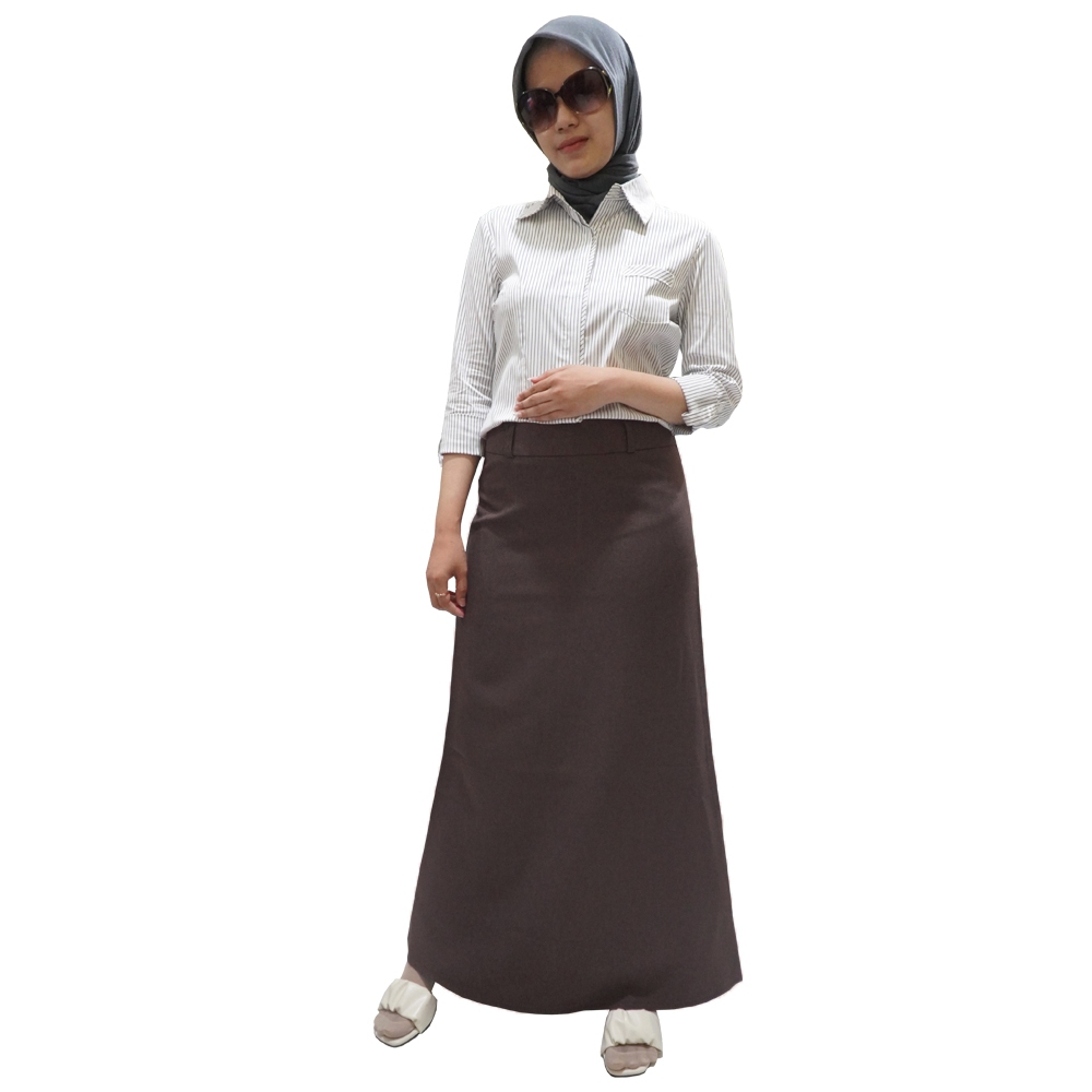 Rok A-Line Hitam Panjang Kerja Kantor Bahan Wol Karet Premium Model Formal / Rok Bentuk A Jumbo