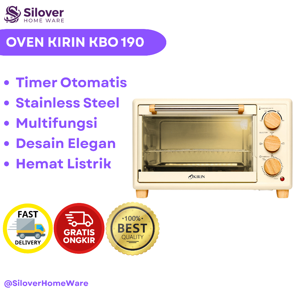 Kirin KBO-190 LW Oven Listrik Low Watt 19 Liter Hemat Daya Api Atas Bawah Pemanas Makanan