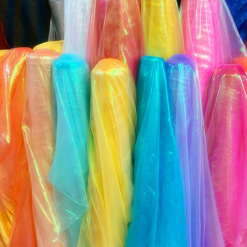 Kain Organza Meteran Metalik Multicolor Pelangi Bulu Sutra Sabiki Udang Egi Assist Hook Kotrekan