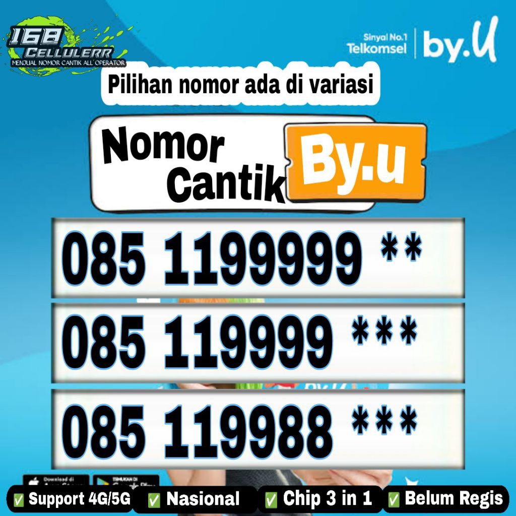 nomor cantik by.u telkomsel series 99999