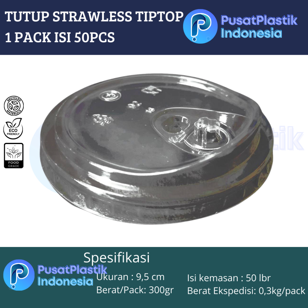 Strawless Lid / Lid Strawless Gelas Plastik 9,5cm / Tutup Cup Anti Tumpah