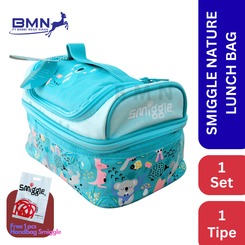 Smiggle Double Decker Lunch Bag Free HandBag Edisi Animal & Nature Tipe Kotak Makan Premium Original