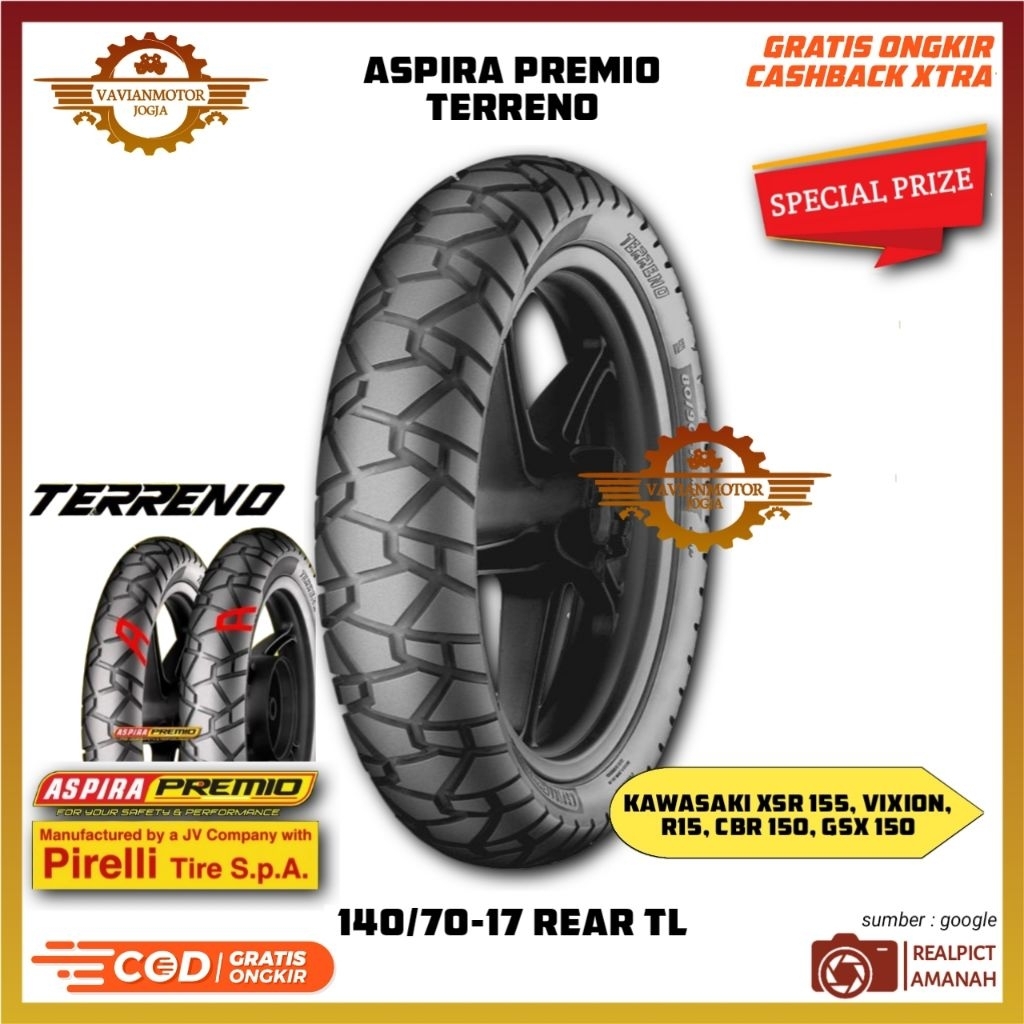 Ban Aspira Premio Terreno 140/70-17 Ring 17 Original Terbaru | Ban Belakang Yamaha XSR Bisa Untuk Vi