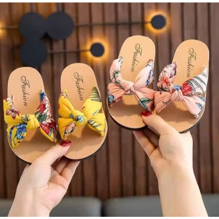 Sandal Anak Perempuan Tali kain Bunga Usia 3-5 Tahun Fashion