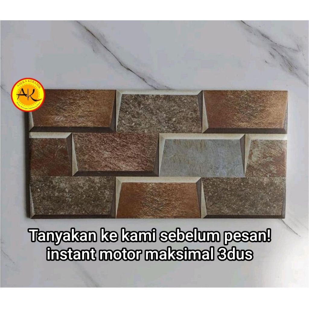Keramik untuk Dinding teras garasi Kasar Motif Batu Alam Timbul 20x40 Abitare Beige