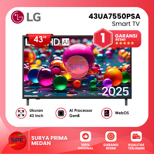 SMART TV LG UKURAN 43 INCH 43UA7550PSA UHD 4K 2025 GARANSI RESMI (MEDAN)