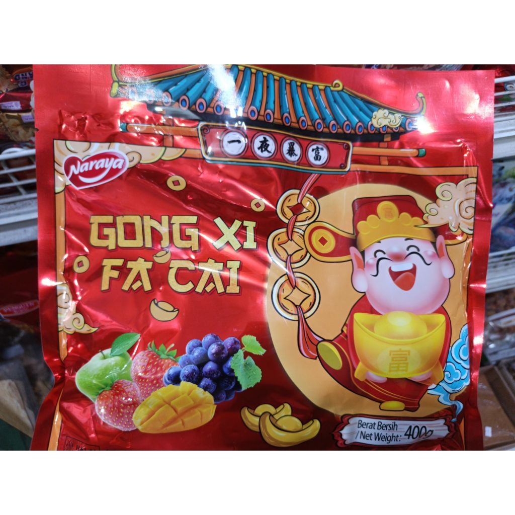 Naraya Gong Xi Fa Cai permen lunak jelly aneka rasa buah