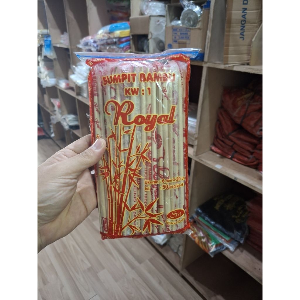 Sumpit Bambu / Kayu Royal isi 50 psg Bersih Hygenis