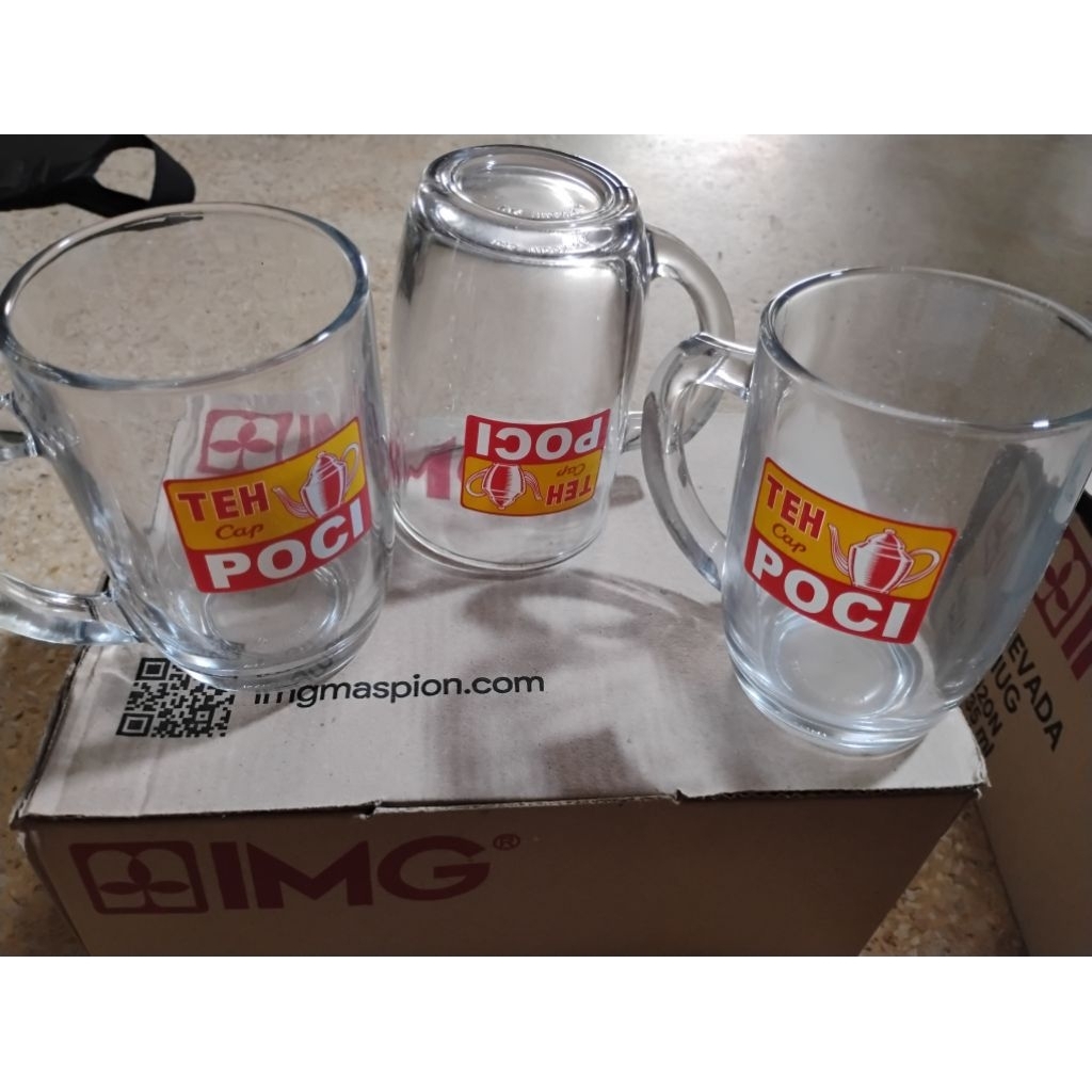 (6pcs) gelas es teh poci,mug kaca tebal,gelas es