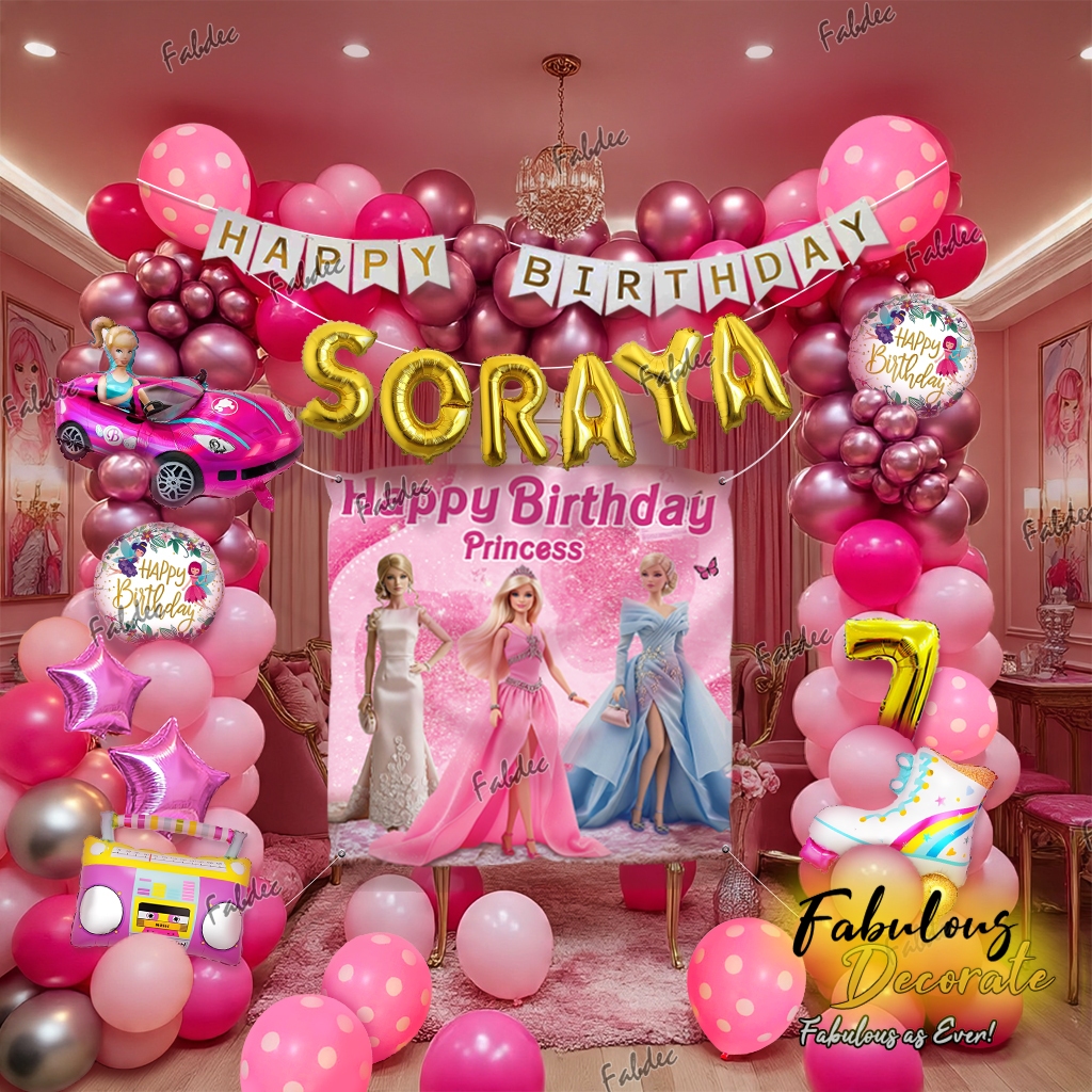 Fabulous Decorate - Set dekorasi Tema  Barbie / Dekorasi Ulang tahun tema Barbie / Hbd Tema Barbie D
