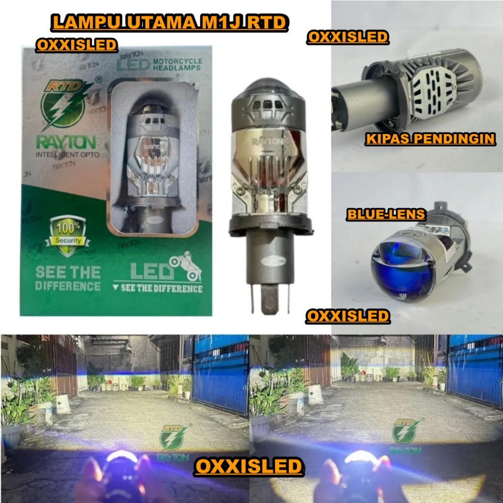 Lampu Utama Mini Biled Projector H4 M1J RTD Rayton Bluelens 50 Watt Kipas Pendingin...