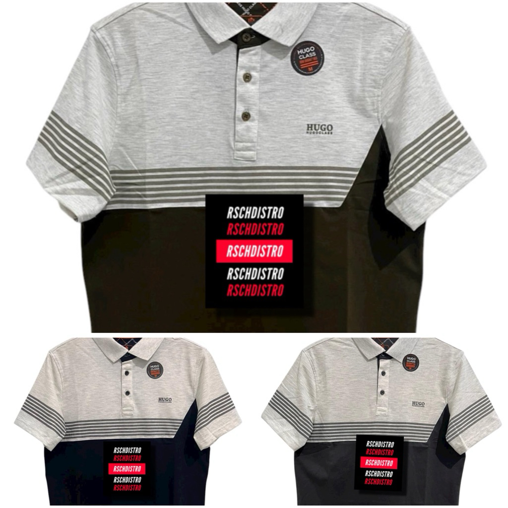 Kaos Kerah Fashion Pria CRS 91/ HUGO CLASS Original Misty Combet Kombinasi Sablon Dada M-XXL (Kancin