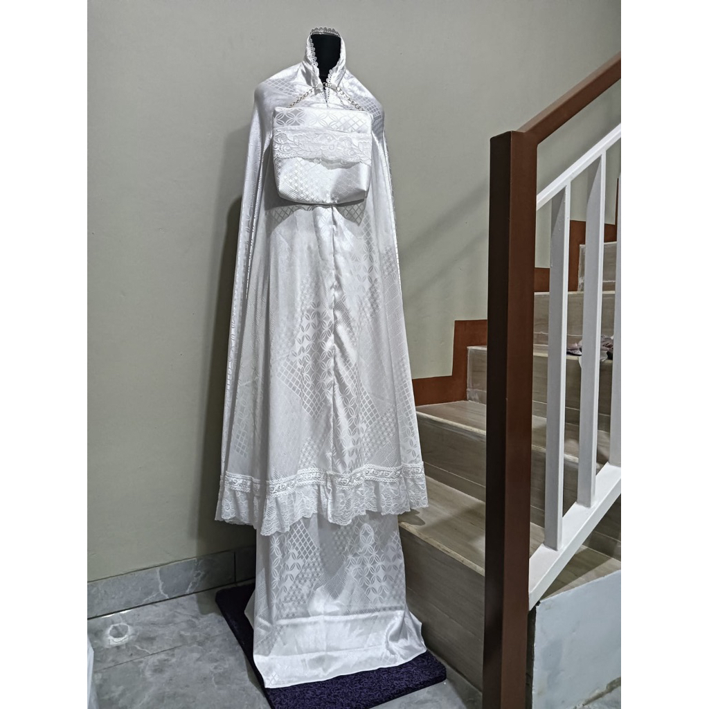 Mukena Silk Bahan Armany Silk Jaguard Premium Mewah || Mukena Viral Khusus Putih
