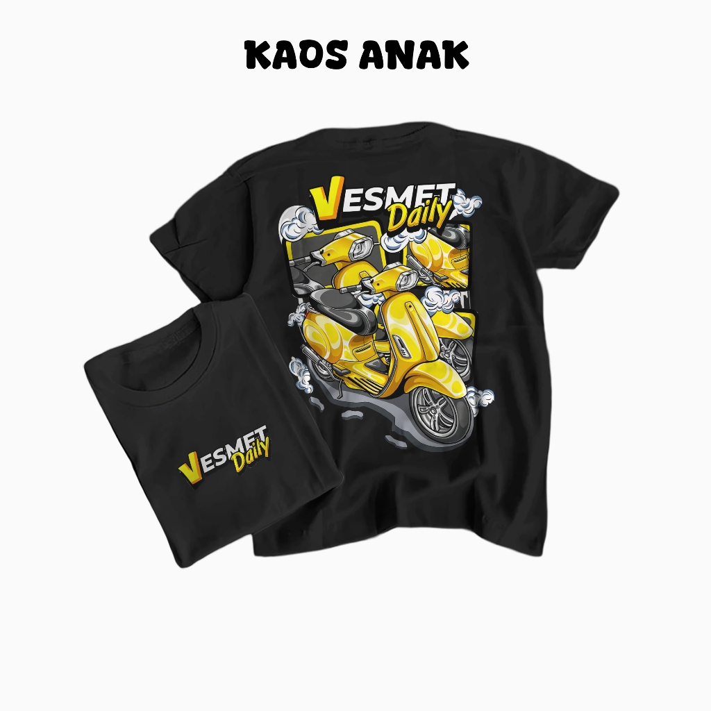 KAOS ANAK MOTIF VESPA MATIC VESMET DAILY BAJU ANAK VESPA BAHAN LEMBUT UNISEX