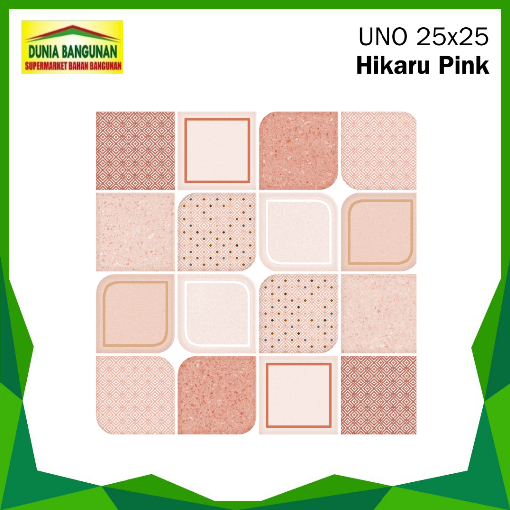 Keramik Lantai Kamar Mandi UNO 25x25 Hikaru Pink Keramik Lantai Kasar