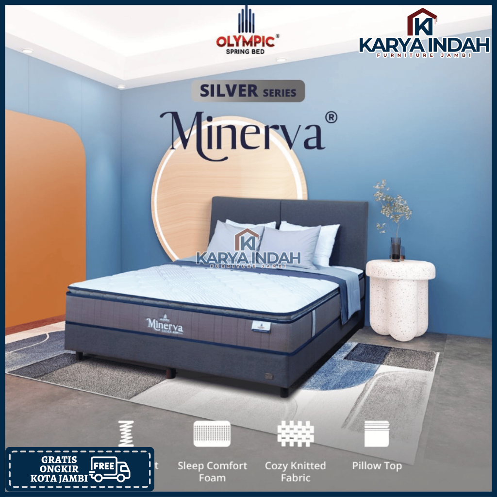 Springbed OLYMPIC MINERVA PLUS PILLOW TOP Kasur Matrass Pillowtop Silver Series Olympic