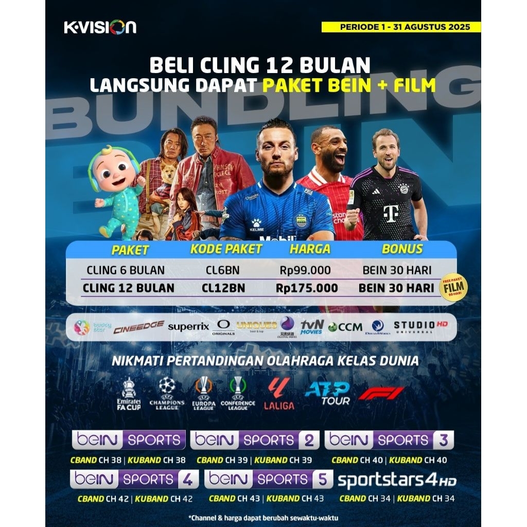 Promo Termurah Paket TV K Vision Cling | Voucher TV | Bromo | Optus | Cartenz | Gol Gardiner LGsat