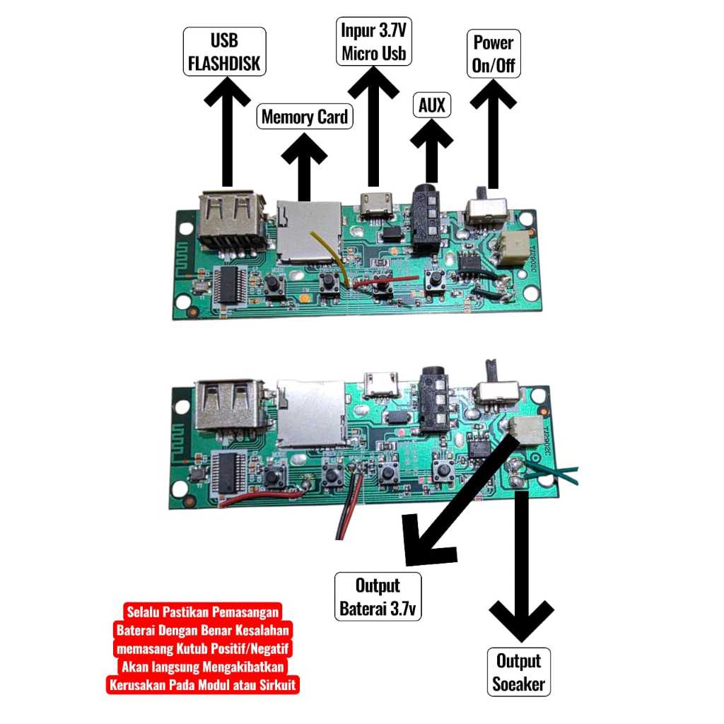 MODULE MODUL MP3 BLUETOOTH 3.7V-5V MODUL MUSIK BOX BT COPOTAN RADIO AUX FLASHDISK MEMORY CARD STEREO