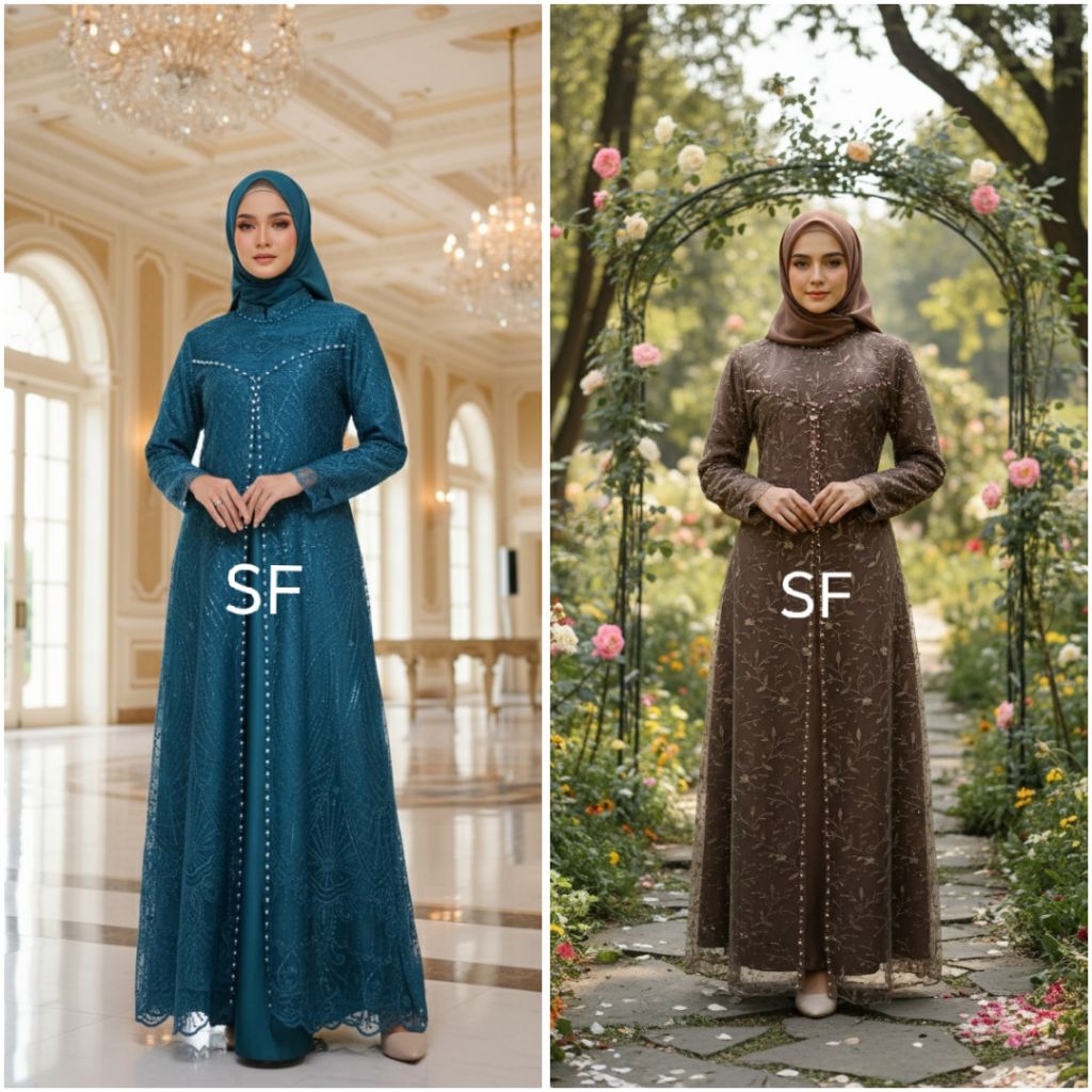 GAMIS MEWAH BUKA PINTU EMERALD BLUE