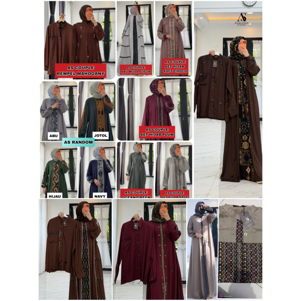 ((READY&PO)) NEW DRESS SET HIJAB/COUPLE ORIGINAL BY ANJANI STORE/DRESS SET HIJAB TWILL UNIQLO