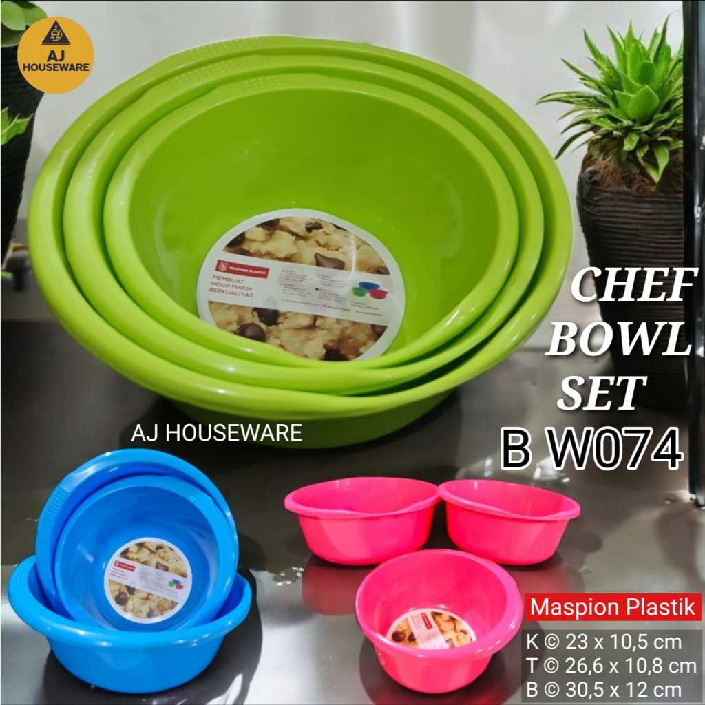 MASPION BW 074 BASKOM PLASTIK SET /BASKOM SET/BASIN SET/MANGKOK KOCOKAN TELUR