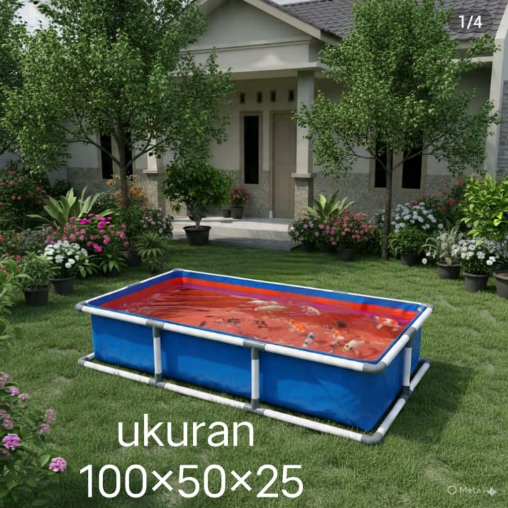 kolam terpal ikan ful set kerangka/terpal kolam ikan