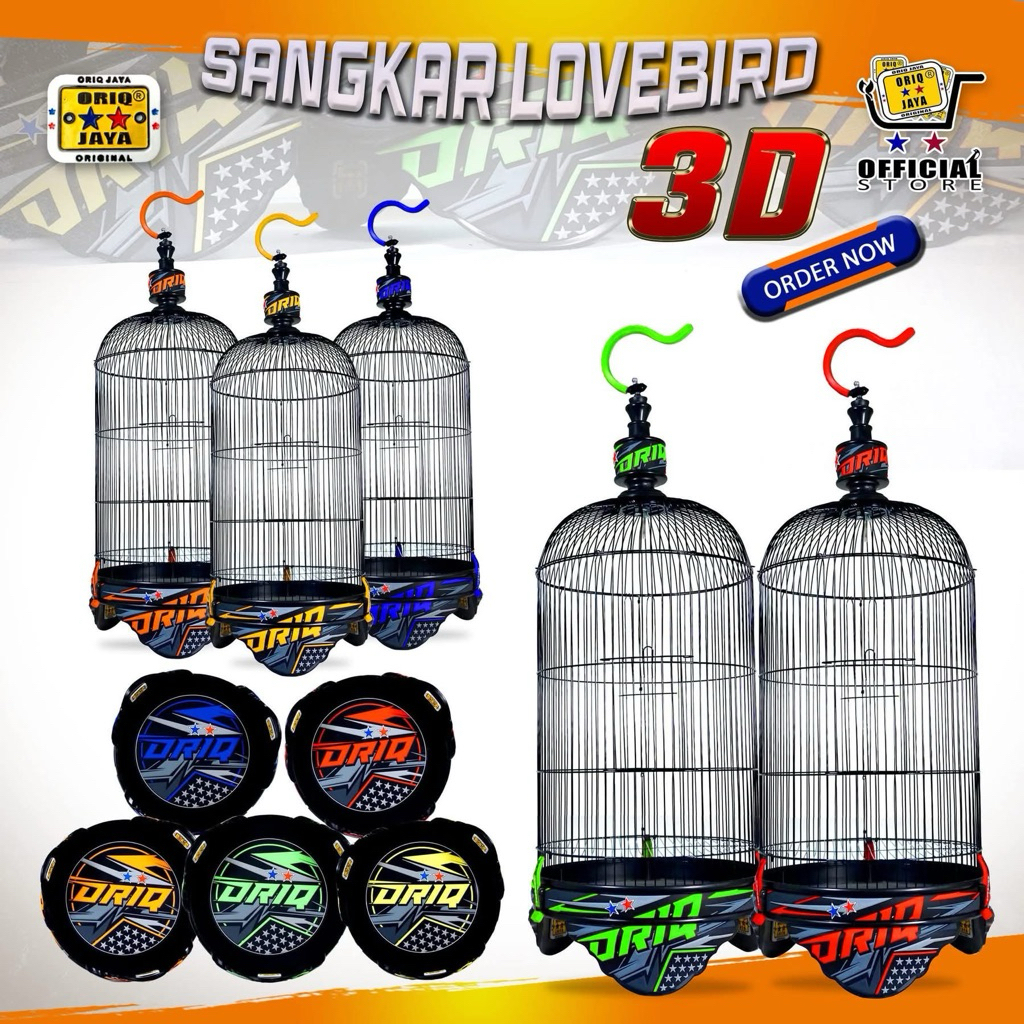 KANDANG BESI LOVEBIRD ORIQ 3D pvc lapis karet