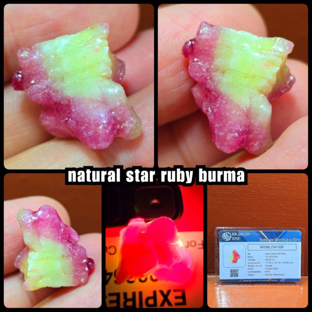 natural rough batu Ruby Burma belang koi star super