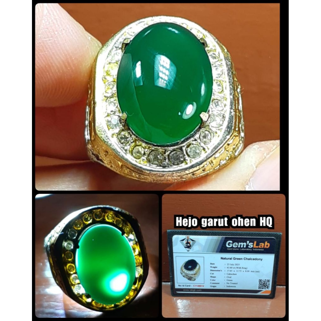 batu akik super ijo Garut Ohen kristal + memo lab