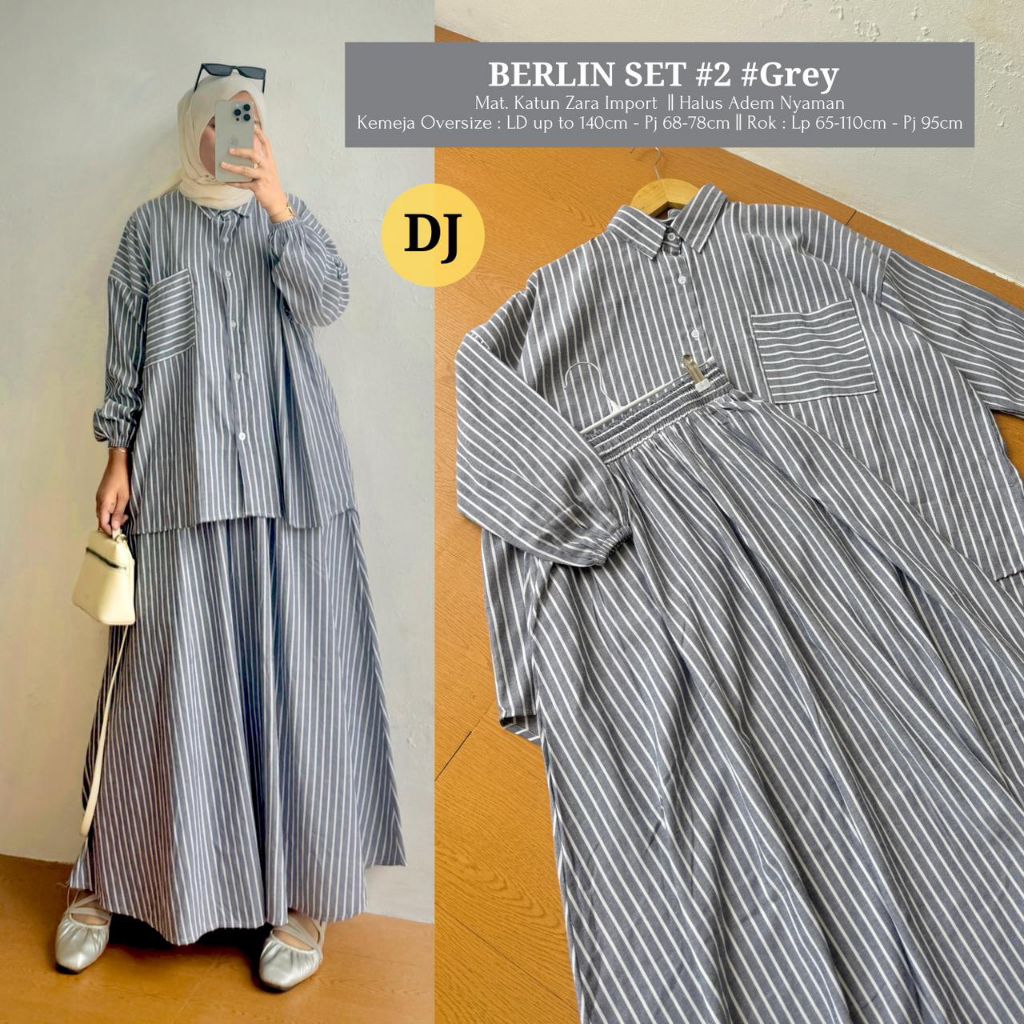 TERLARIS  SETELAN BAJU DAN ROK WANITA BERLIN SET KATUN ZARA IMPORT