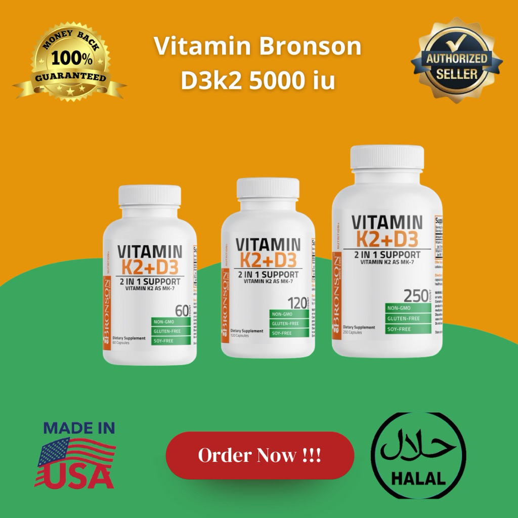 Bronson Vitamin D3 K2 5000 IU Original USA