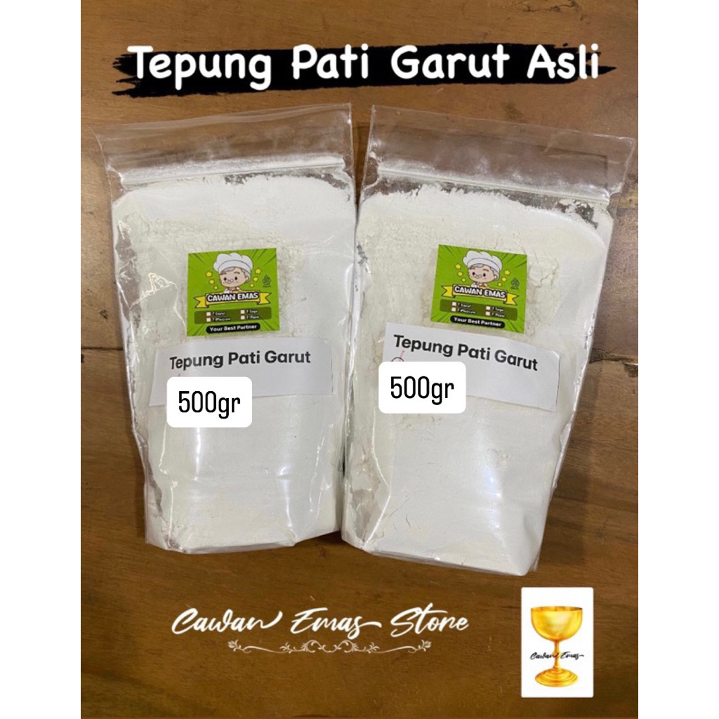 Tepung pati garut asli 500gr repack / tepung garut lembut/ tepung garut halus 500gr