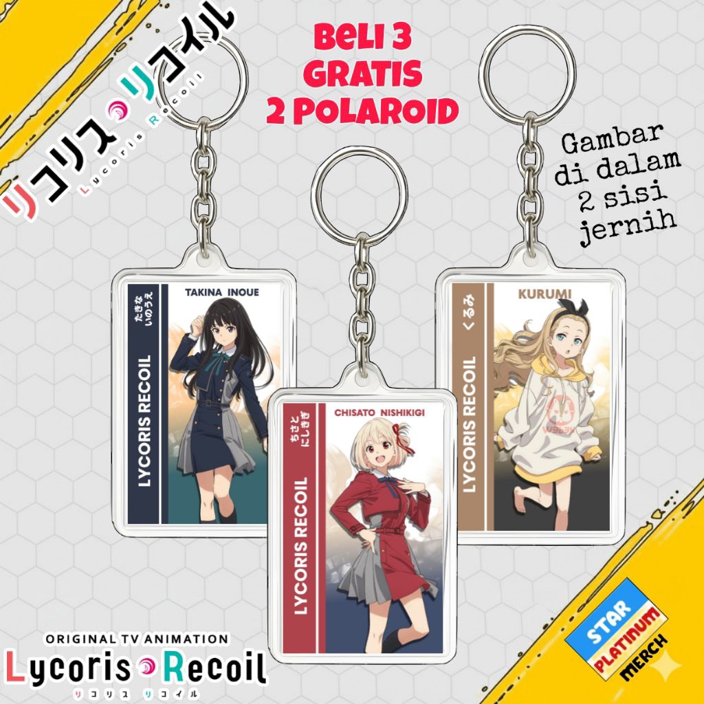 Gantungan Kunci Lycoris Recoil - Keychain Lycoris Recoil - Ganci Anime - Gantungan Kunci Chisato Nik