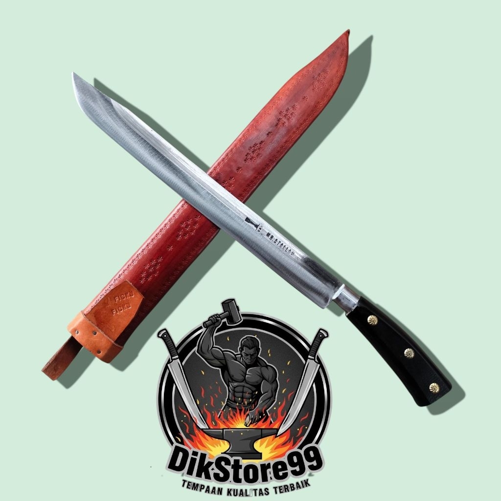 Pisau Cap Garpu untuk Sembelih Daging Kurban dengan Sarung Kulit Sapi Asli