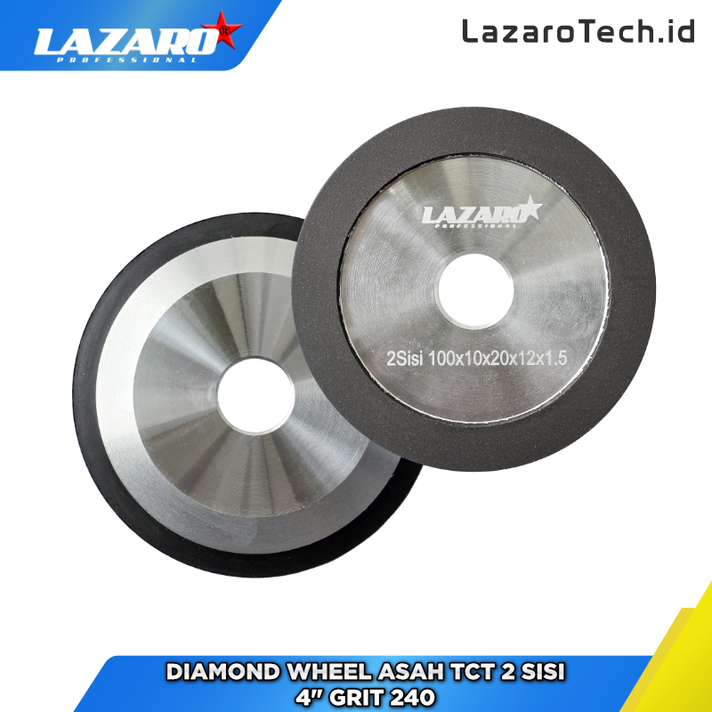 Lazaro Batu Asah 5" inch TCT 2 sisi Diamond Grinding Wheel Double Polishing Cup Mata Gerinda Batu As