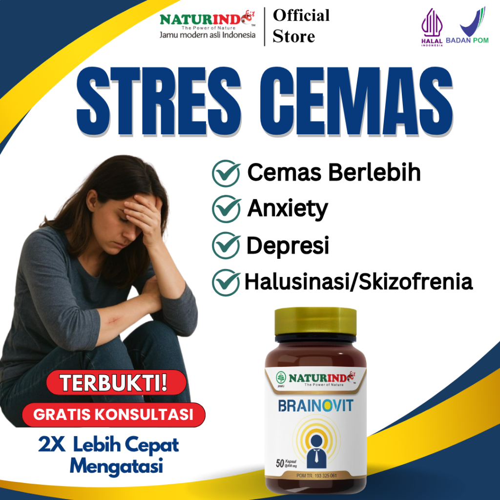 Brainovit Obat Stres Cemas Berlebihan Anxiety Obat Penenang Depresi Anti Depresan Alami