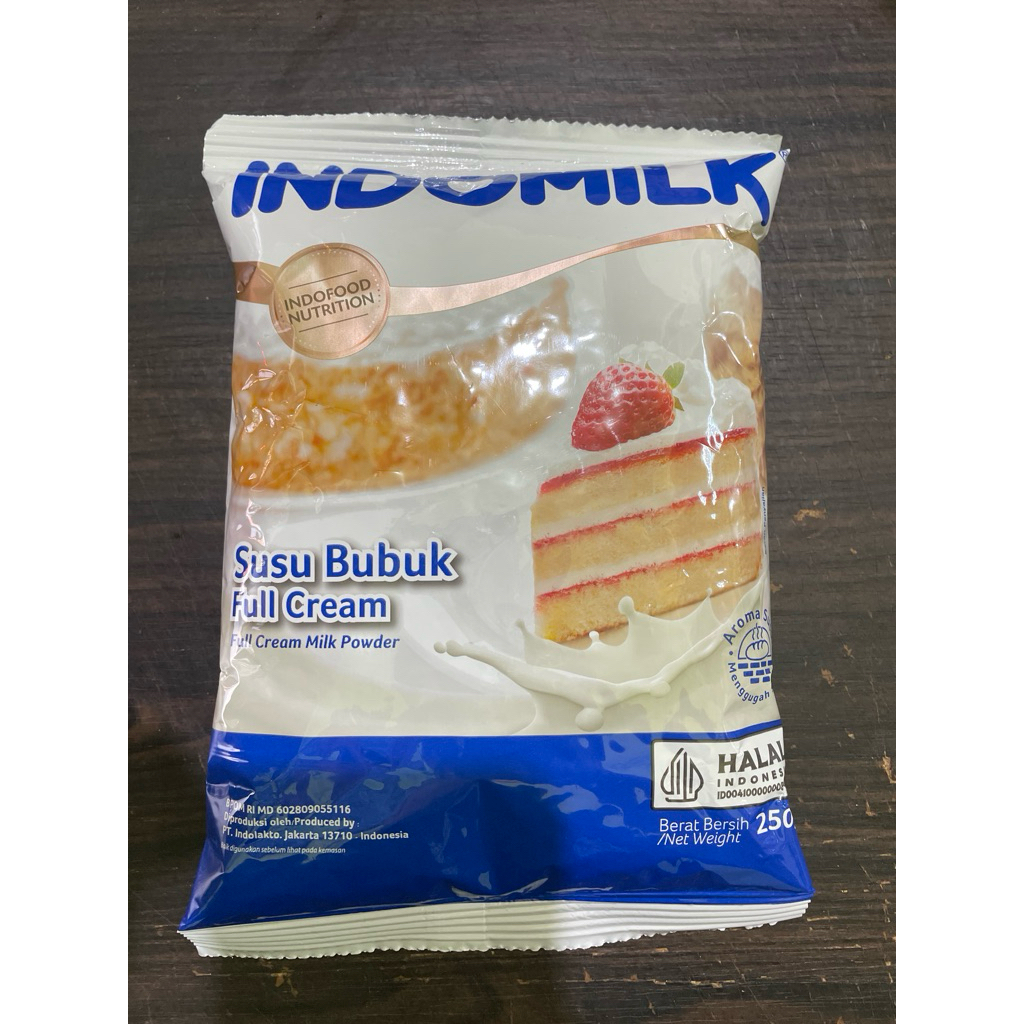indomilk susu bubuk full cream kemasan 250gram