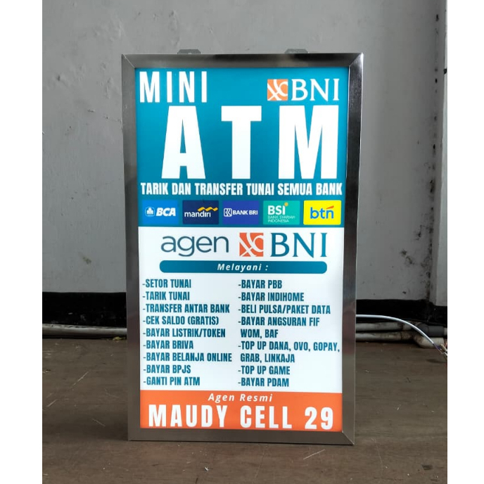 [GRATIS COD] neon box custom agen bni dua sisi pemasangan mudah tinggal sambung ke saklar listrik