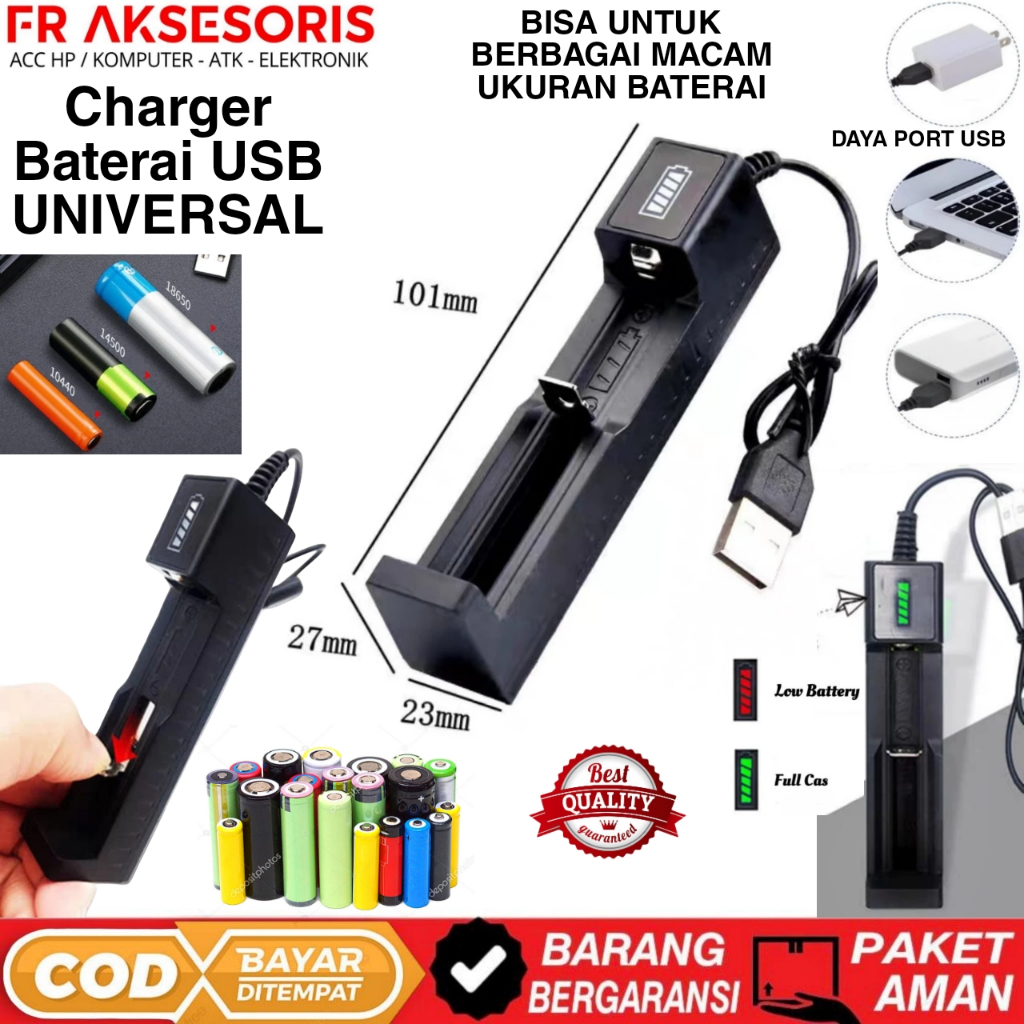 Charger Baterai universal Charger Baterai AA / AAA / 18650 Charger Baterai 1 slot USB Charger Batera
