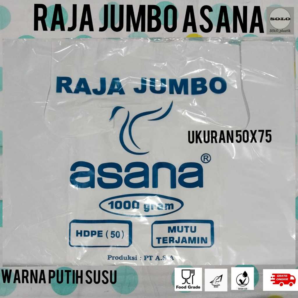 Kantong Plastik kresek Putih Asana raja jumbo 50 / Kresek jumbo putih susu uk 50x75 cm tebal ( kuat 